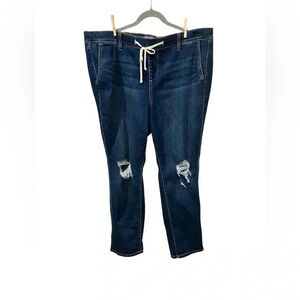 Torrid Blue Jeans Elastic Waist Ripped Knees Size3R